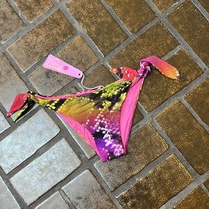 NWT 7 Sins Miss Bikini Luxe Colorful Snakeskin Print Tie Side Bikini Bottoms
